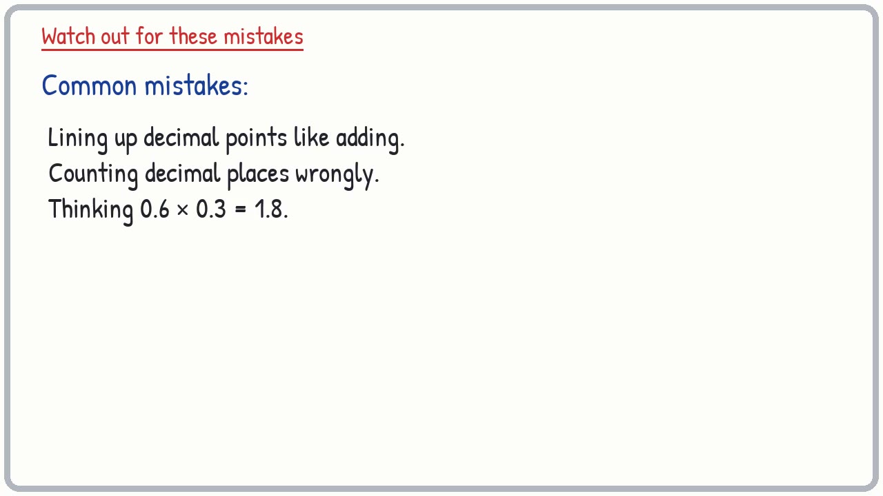 Whiteboard video lesson: Multiplying decimals