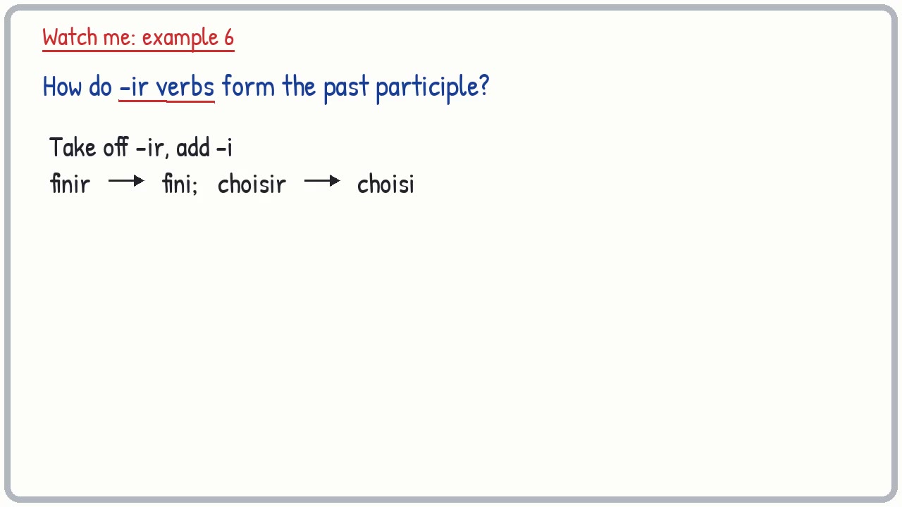 Whiteboard video lesson: Irregular past participles (French)