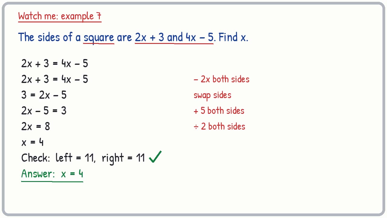 Whiteboard video lesson: Harder equations